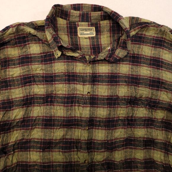 Northcrest Tartan Flannel Casual Button Up Shirt Mens Size XLT Green Black - Picture 1 of 10